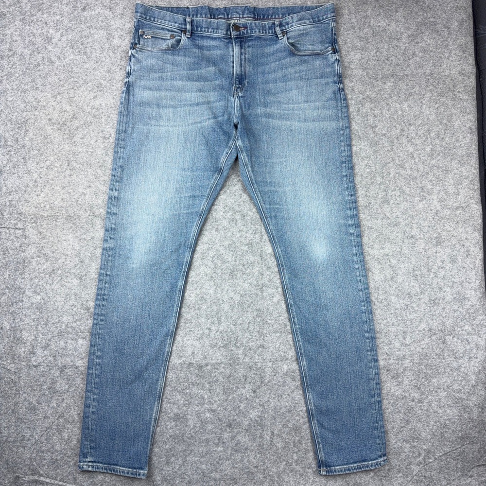 Michael Kors Jeans Mens 38x34 Skinny Fit Blue Stretch Denim Medium Wash Faded